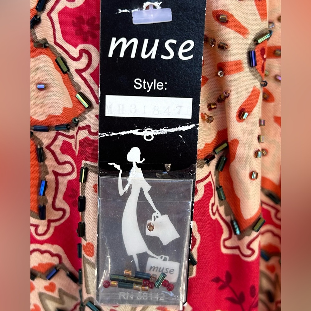 Muse Women’s‎ Floral Beaded Pants High Rise Straight Leg Lined Size 8 - Picture 9 of 14